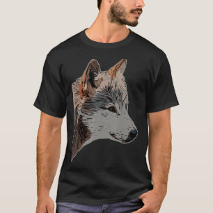 Wolf Kopf Design Art Raubtier Aufdruck mit wi T-Shirt