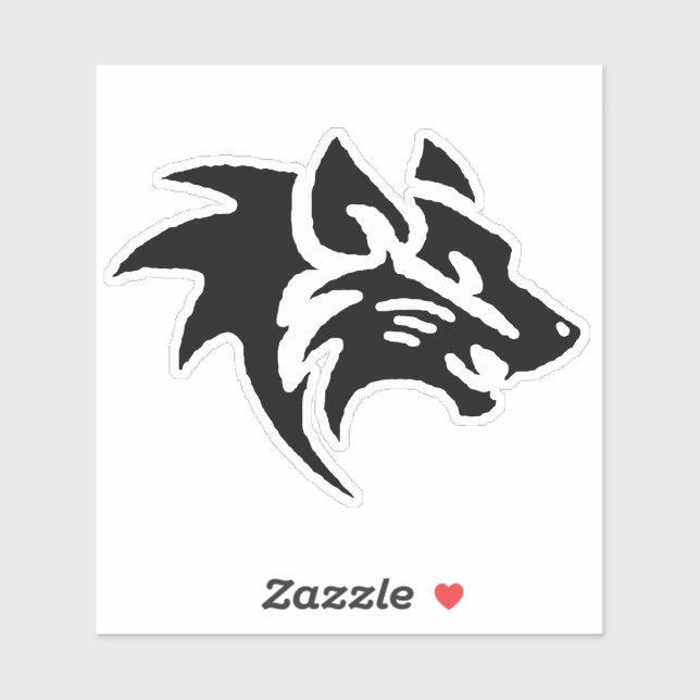 Wolf Kopf Digitale Kunst - Handgezeichnet - Einzig Aufkleber (Blatt)