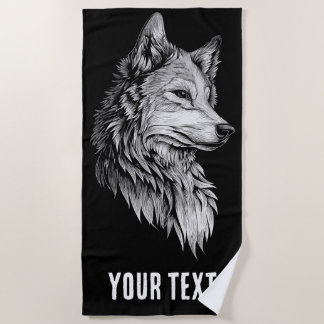 Wolf Kopf Linien Kunst Strandtuch Minimales Dunkle