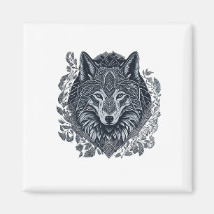 Wolf Kubismus Stammeskunst Magnet