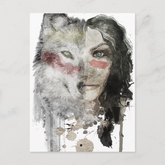 Wolf Lady Postkarte (Vorderseite)