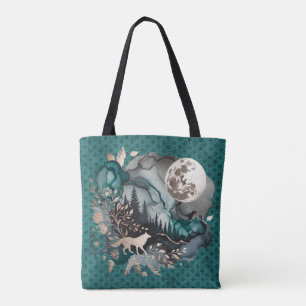 Wolf Landscape & Moon Aquamarin