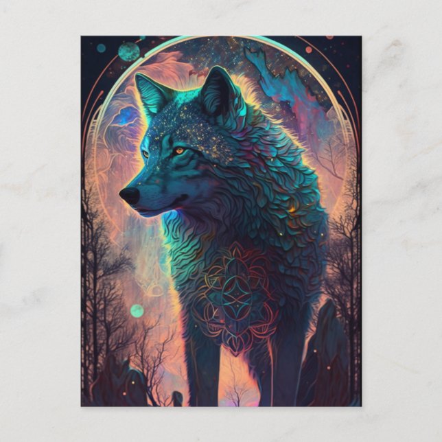 Wolf Landscape Surreal Fantasy Postkarte (Vorderseite)
