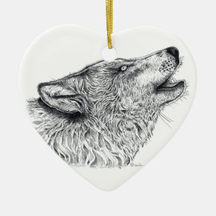 Wolf Liebe Keramik Ornament