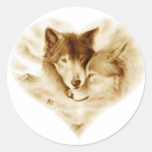 Wolf Liebe Runder Aufkleber
