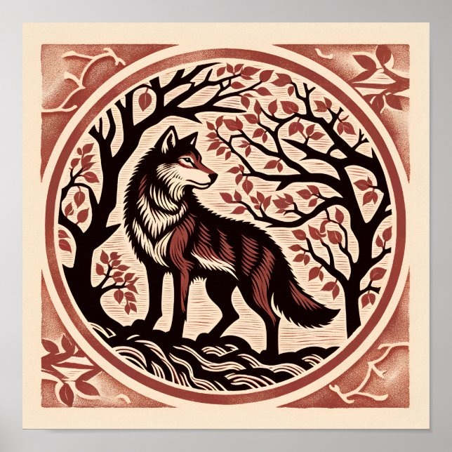 Wolf liebt Kunstwerk Natur Liebe Wolves Poster (Vorne)