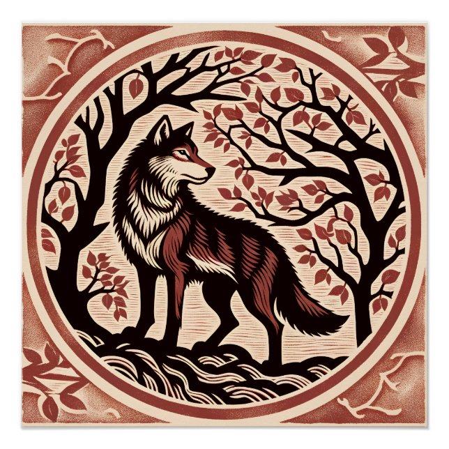 Wolf liebt Kunstwerk Natur Liebe Wolves Poster (Vorderseite)