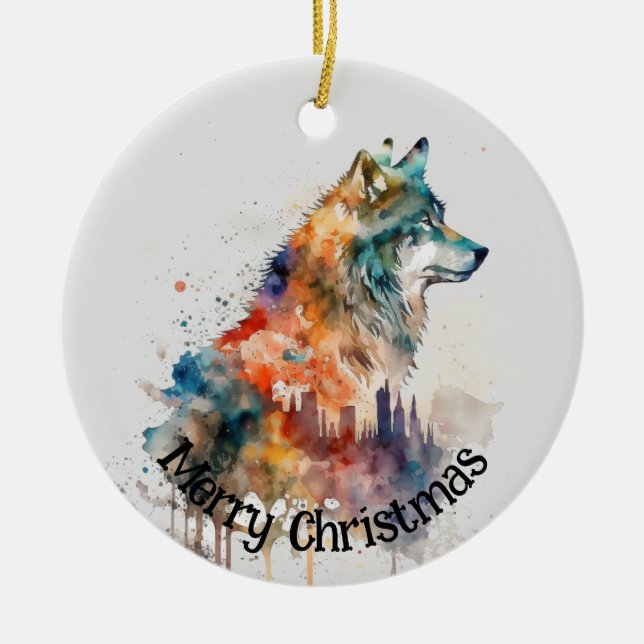 Wolf Logo Wolves Nature Custom Business Card Keramik Ornament (Vorne)