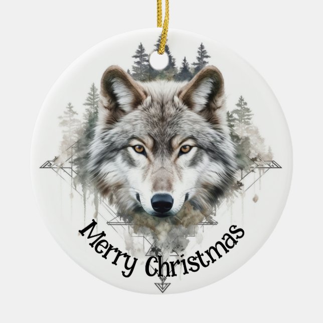 Wolf Logo Wolves Nature Custom Business Card Keramik Ornament (Vorne)