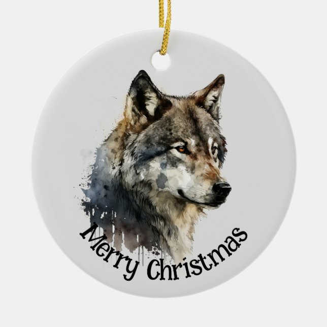 Wolf Logo Wolves Nature Custom Business Card Keramik Ornament (Vorne)