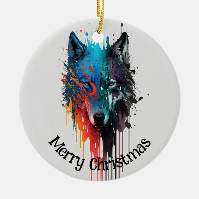 Wolf Logo Wolves Nature Custom Business Card Keramik Ornament (Vorne)
