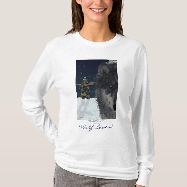 WOLF LOVER~ Graue Wolf Hoodie & Tops (Vorderseite)