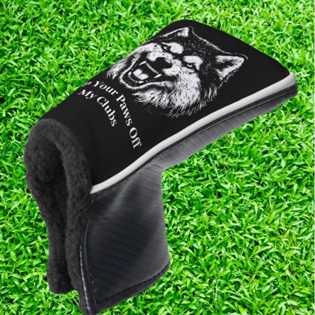  wolf Loving Dad Golf Head Cover Golf Headcover (Show your love for wolves and golf with the Mad Dog wolf loving dad head cover. )