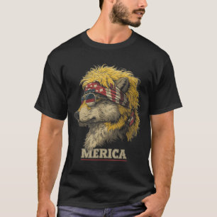 Wolf - Lustiger 4. Juli Amerikanische Flagge Vater T-Shirt
