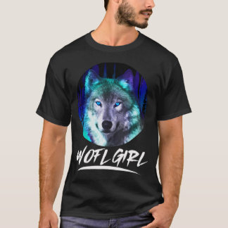 Wolf Mädchen, das Wölfe Aurora Bunt Lustig liebt T-Shirt