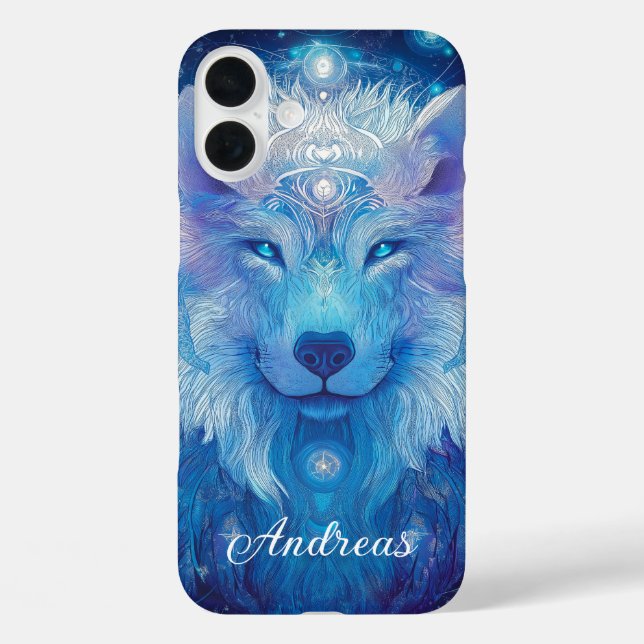 Wolf Magie Blau Case-Mate iPhone Hülle (Rückseite)