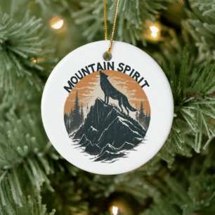 Wolf Majestät heult auf dem Gipfel Keramik Ornament