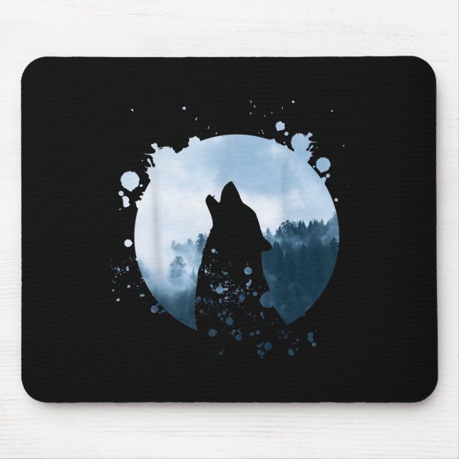 Wolf Men Silhouette Animal Motif Umwelt Mousepad (Vorne)