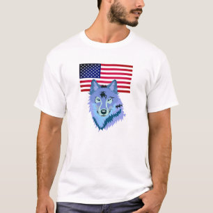 Wolf mit amerikanischer Flagge T-Shirt