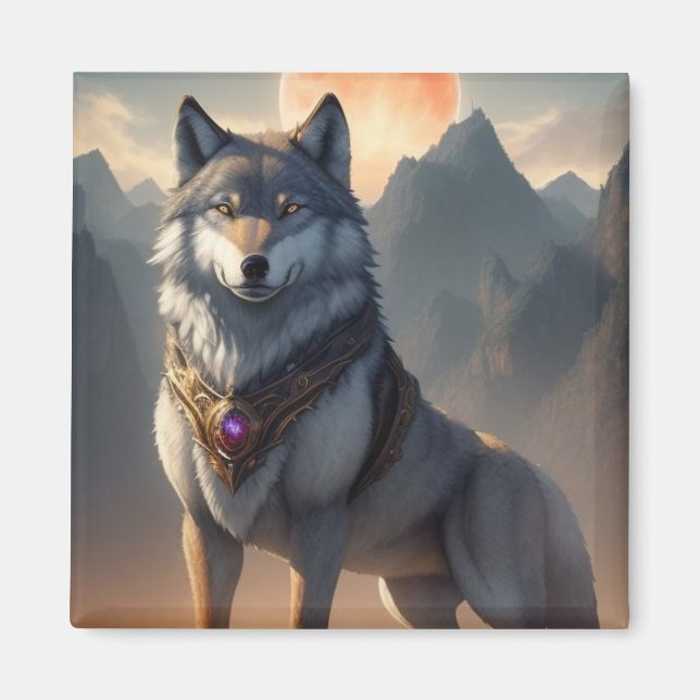 Wolf mit High-Tech-Ausrüstung Magnet (Vorne)