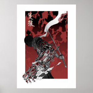 Wolf mit Katana sekiro Poster