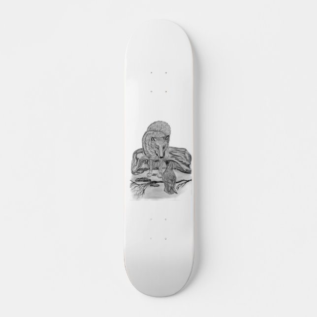 Wolf mit Rabe Skateboard (Vorne)