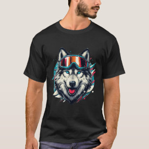 Wolf mit Skischneebrille Wolf Skifahren Lieb T-Shirt
