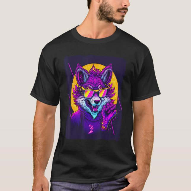 Wolf mit Sonnenbrille T-Shirt (Vorderseite)