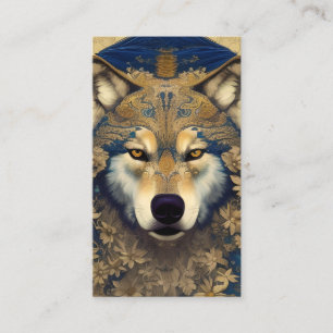 Wolf mit Starry Eyes in Blue und Gold Patterns Telefonnummerkarte