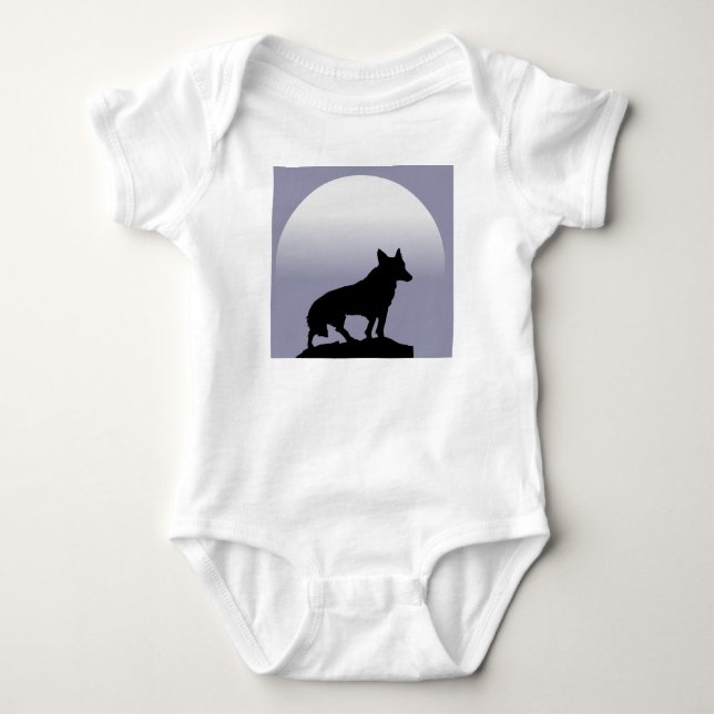 Wolf-Mond Baby Strampler (Vorderseite)
