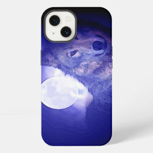 Wolf, Mond & Blaue Nacht iPhone 13 Hülle