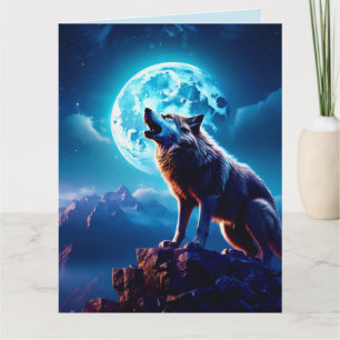 WOLF MOND BLEIB WILD INDISCHE GRUßKARTE KARTE