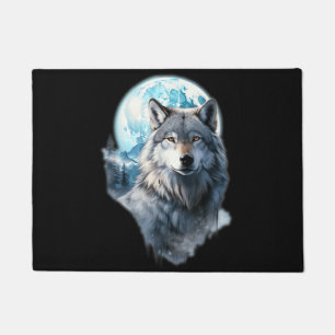 Wolf Mond Grafik Heulend ,unter Vollmondnacht  Fußmatte