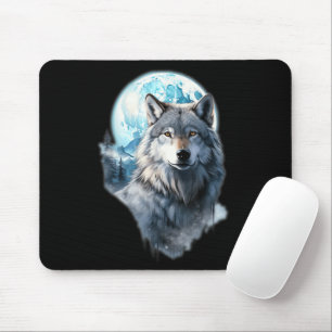 Wolf Mond Grafik Heulend ,unter Vollmondnacht  Mousepad