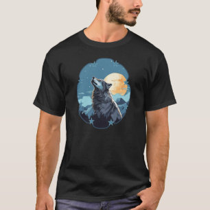 Wolf Mond Sterne T-Shirt