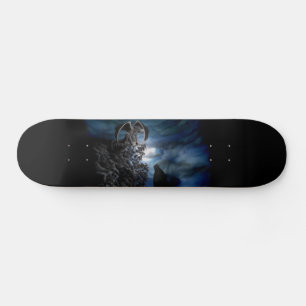 Wolf Mond - Wolf mit Golem Skateboard