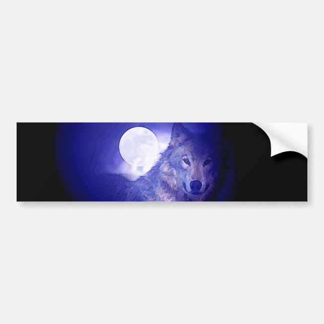 Wolf & Moon Autoaufkleber (Vorne)