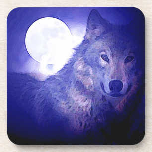 Wolf, Moon & Blue Night Untersetzer