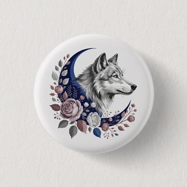 Wolf & Moon Button (Vorderseite)