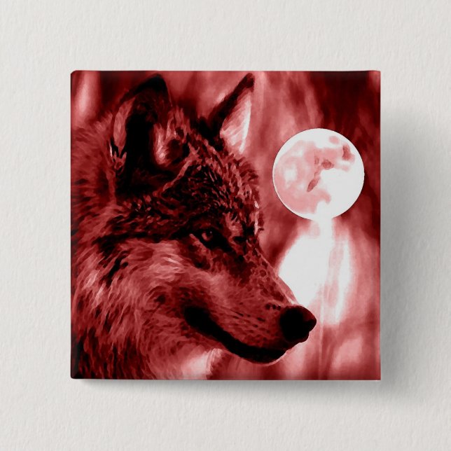 Wolf & Moon Button (Vorderseite)
