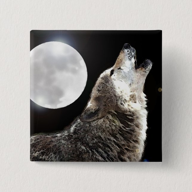 Wolf & Moon Button (Vorderseite)