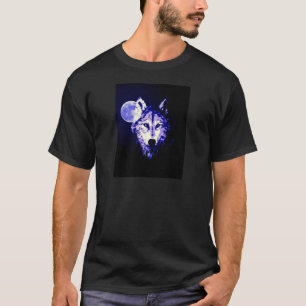 Wolf & Moon Dark Blue Night Collage T-Shirt