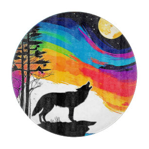 Wolf Moon Howl Art Schneidebrett