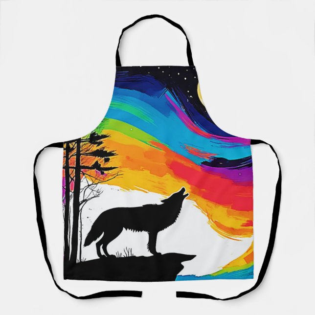 Wolf Moon Howl Art Schürze (Vorderseite)