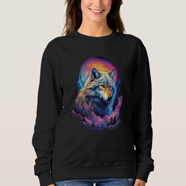 Wolf Moon Howling Lone Funny Wolves Gruppe Wölfe Sweatshirt (Vorderseite)