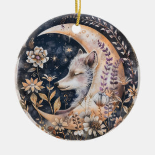Wolf Moon Keramik Ornament