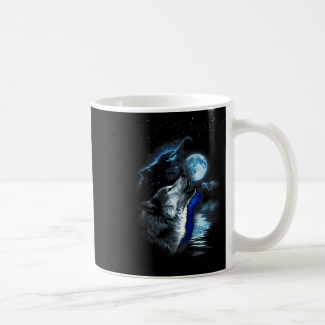 Wolf Moon Lake Wolf Howling Full Moon Wolf Graphic Kaffeetasse (Rechts)