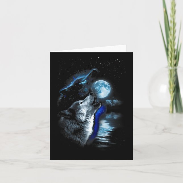 Wolf Moon Lake Wolf Howling Full Moon Wolf Graphic Karte (Vorderseite)