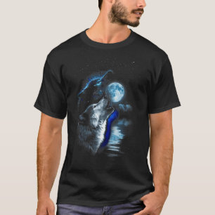 Wolf Moon Lake Wolf Howling Full Moon Wolf Graphic T-Shirt
