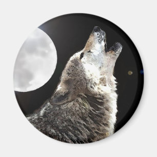 Wolf & Moon Magnet